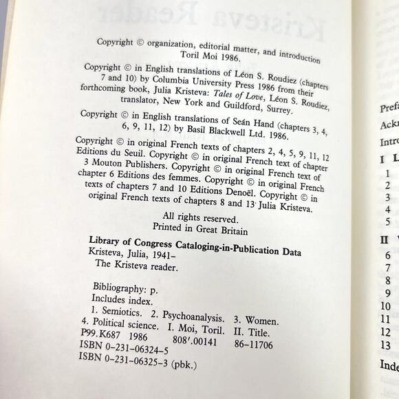 The Kristeva Reader Toril Moi Columbia University Press 1986 Julia Kristeva Book - Picture 2 of 10